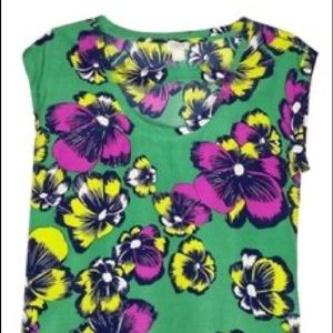 J. Crew | Floral Print Cap Sleeve Blouse